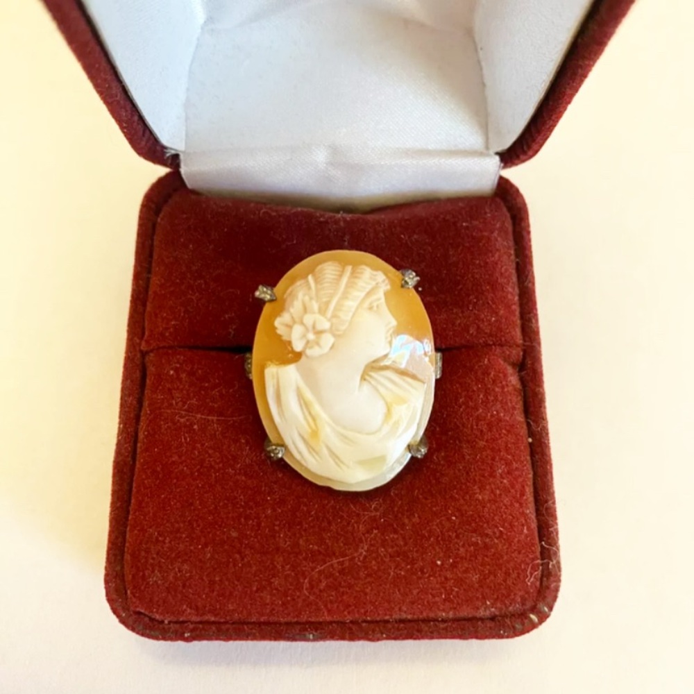 Vintage Sterling Silver Cameo Ring 925 size 5